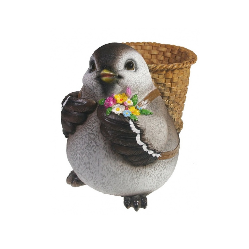 Фигура садовая ВОРОБЕЙ С КОРЗИНКОЙ НА СПИНЕ КАШПО  /12