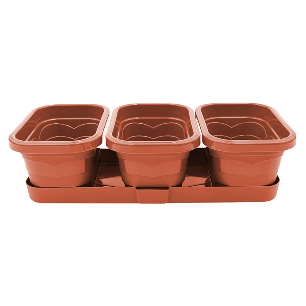 Горшок пластиковый  ВАЛЕНСИЯ  ТРИО 3*1,1л терракот /1