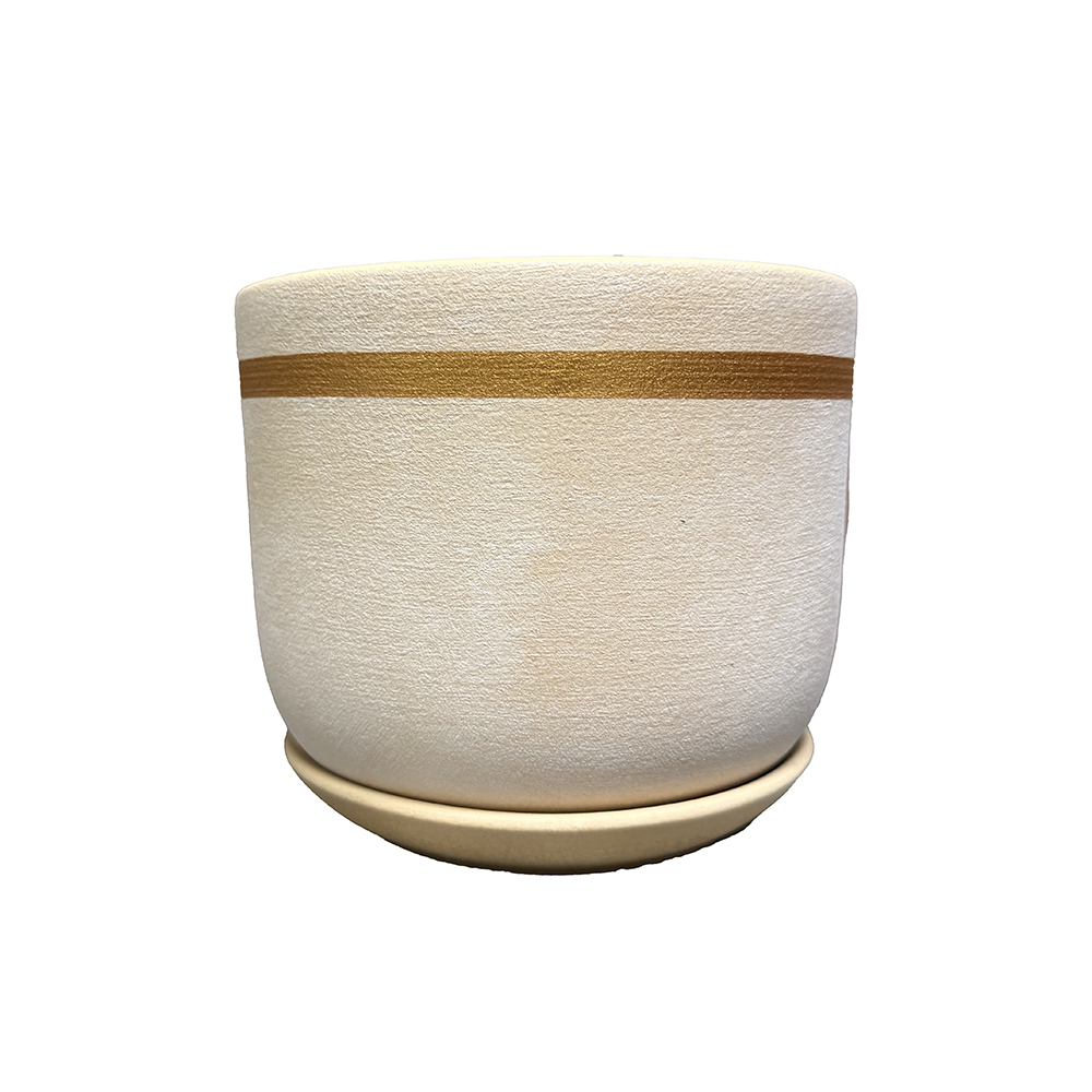 Горшок керамический ЗАМША золото бежевый бук №2 1,6л  /1