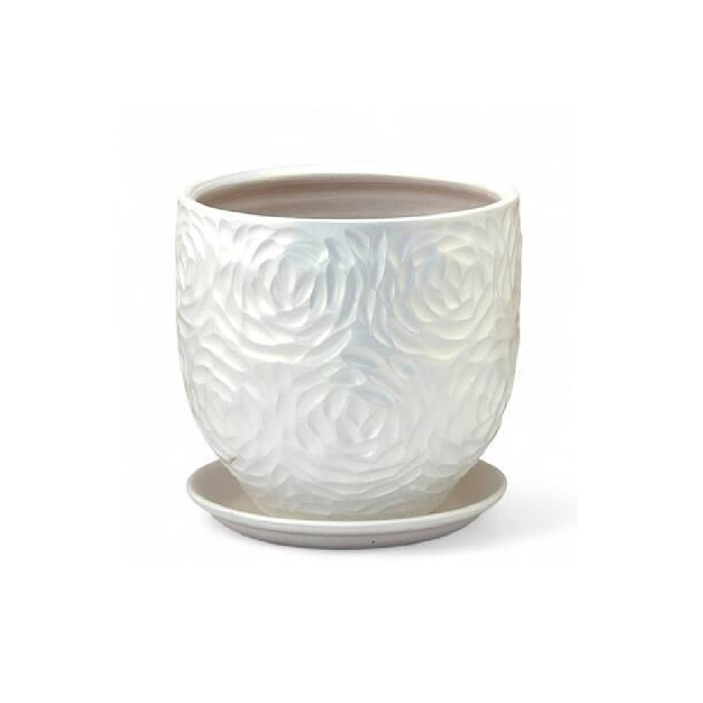 Горшок керамический Бутон РОЗА белый 4л  /