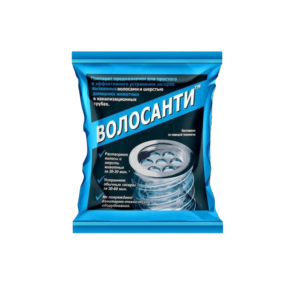 Средство ВОЛОСАНТИ д/очистки канализационных труб 35гр/100