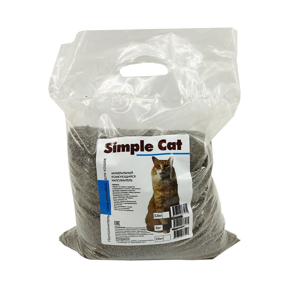 Наполнитель минеральный комкующийся "Simple Cat" 5кг