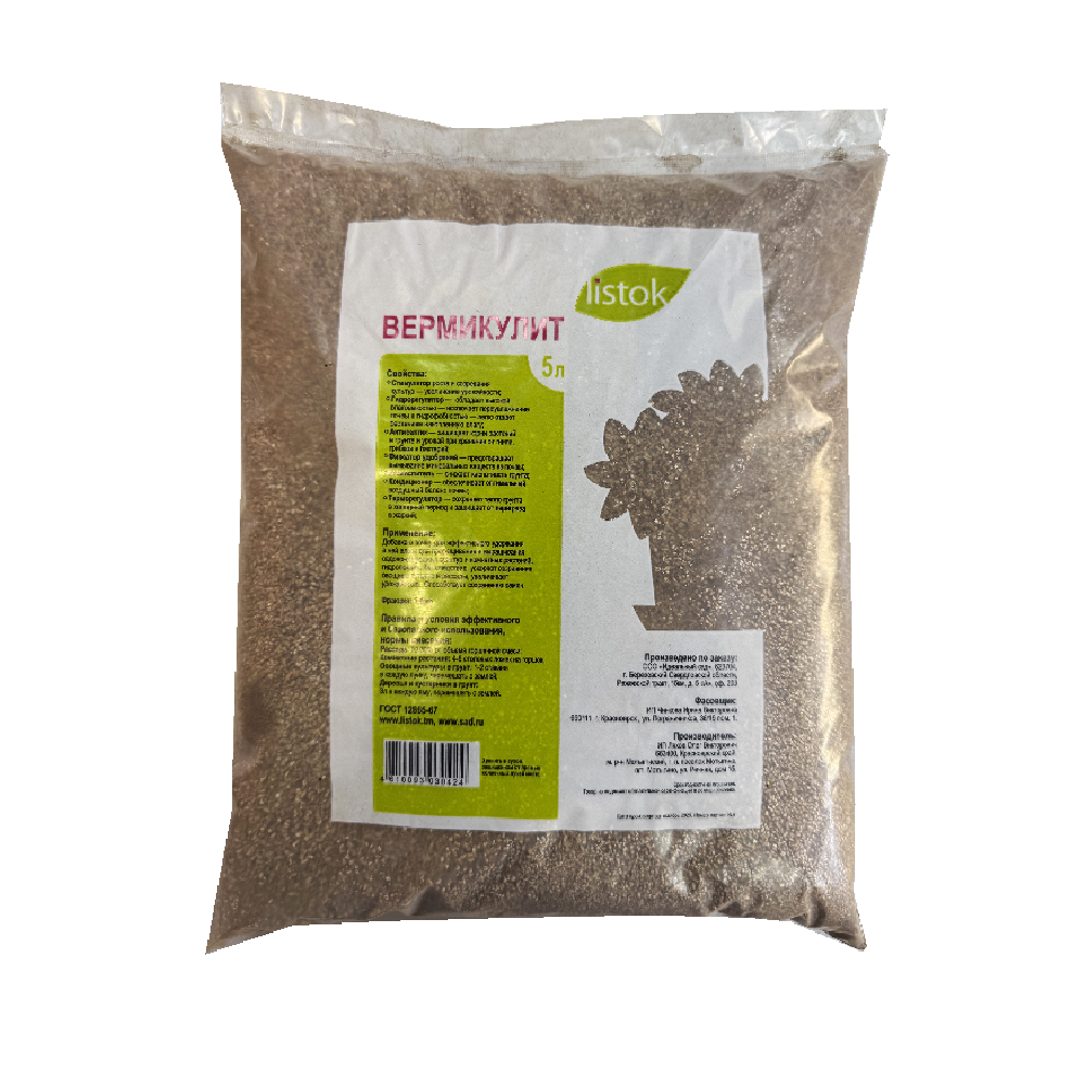 Удобрение Вермикулит LISTOK 5л /Фракция 1-4мм