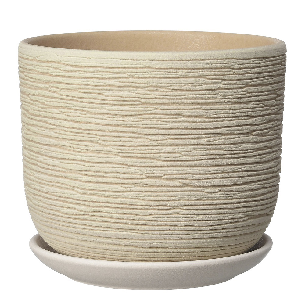 Горшок керамический ЭСТАМП бежевый бук №3  2,9л  /1