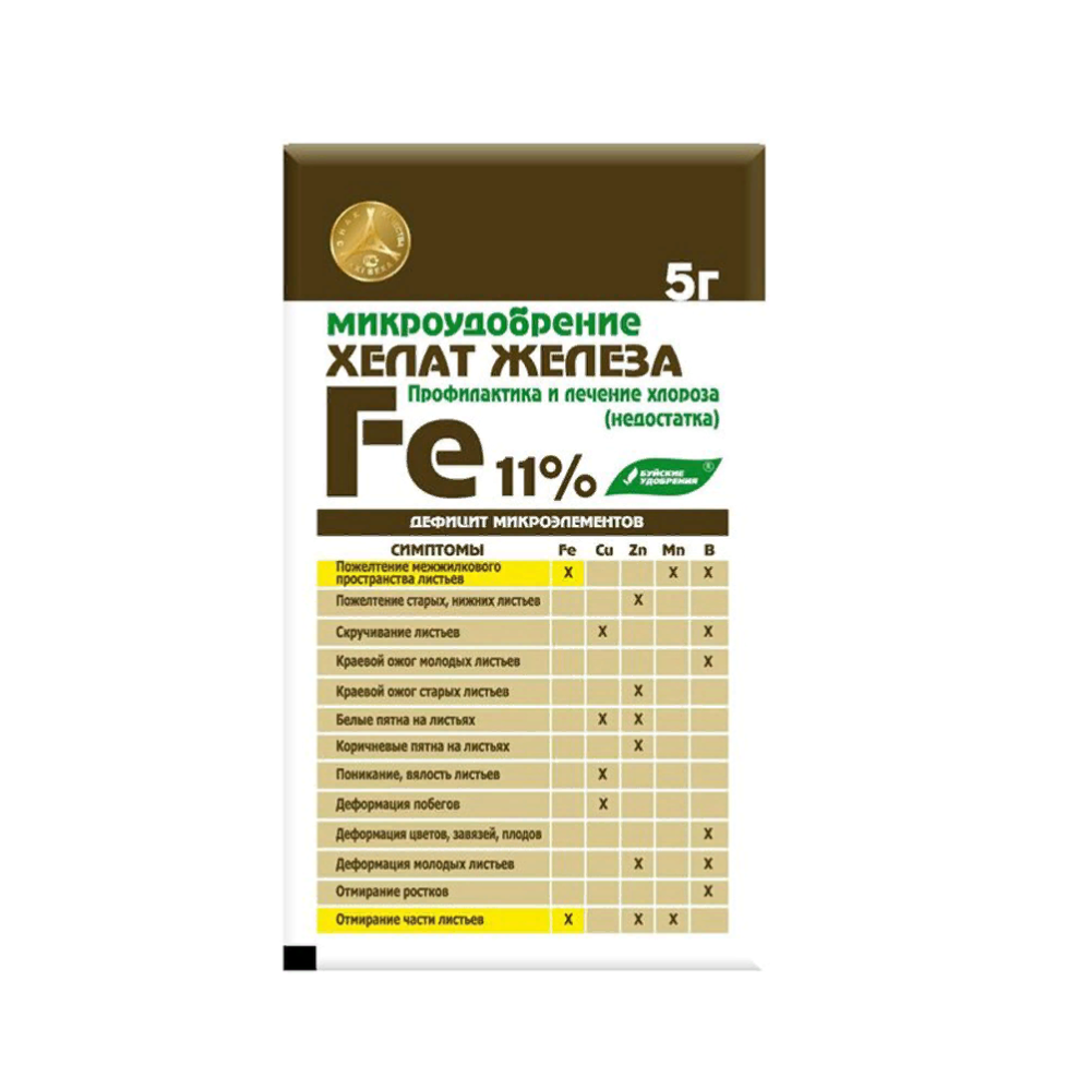 Удобрение БХЗ Хелат железа Fe 11% 5г  /45
