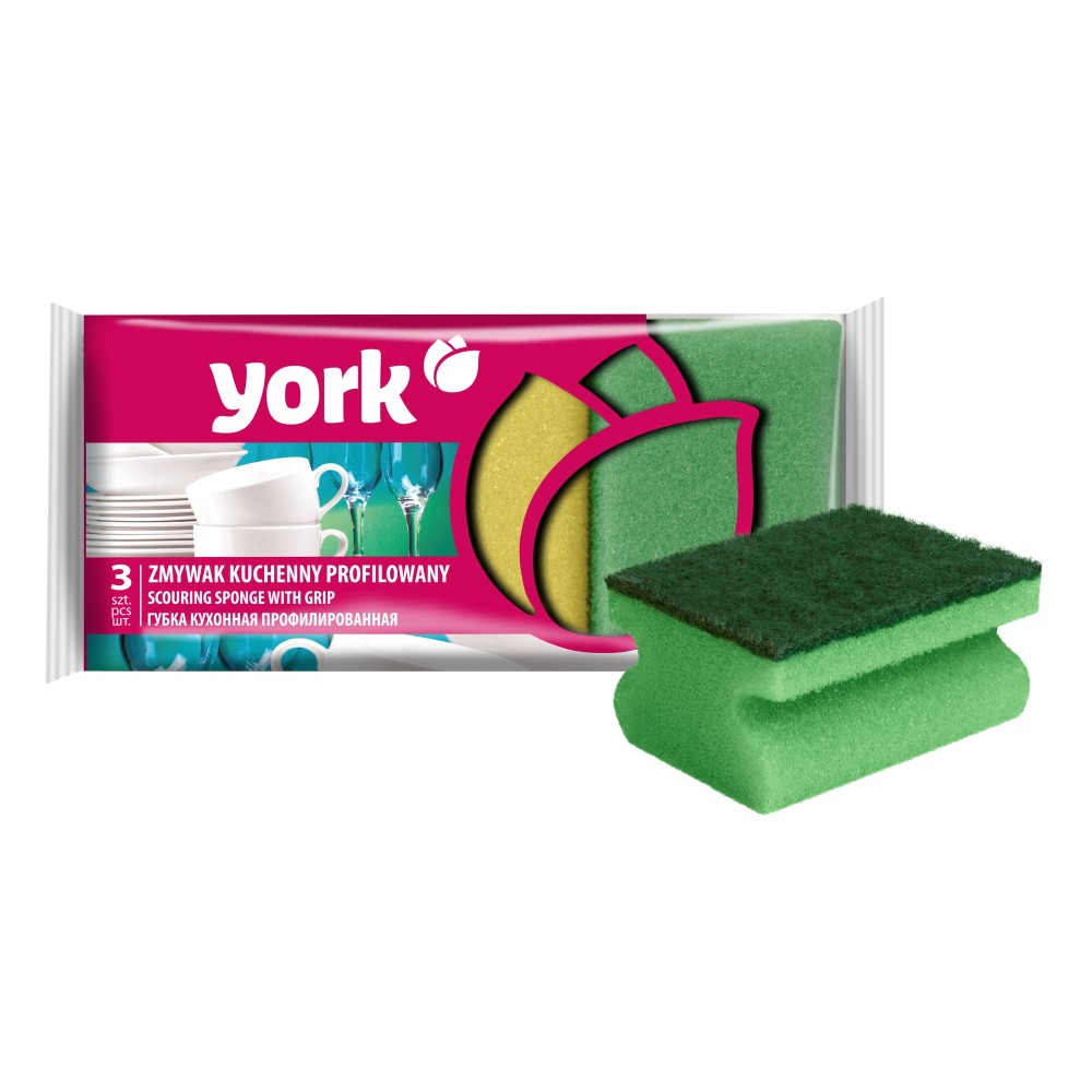 Губка YORK для посуды профильные 3шт /42