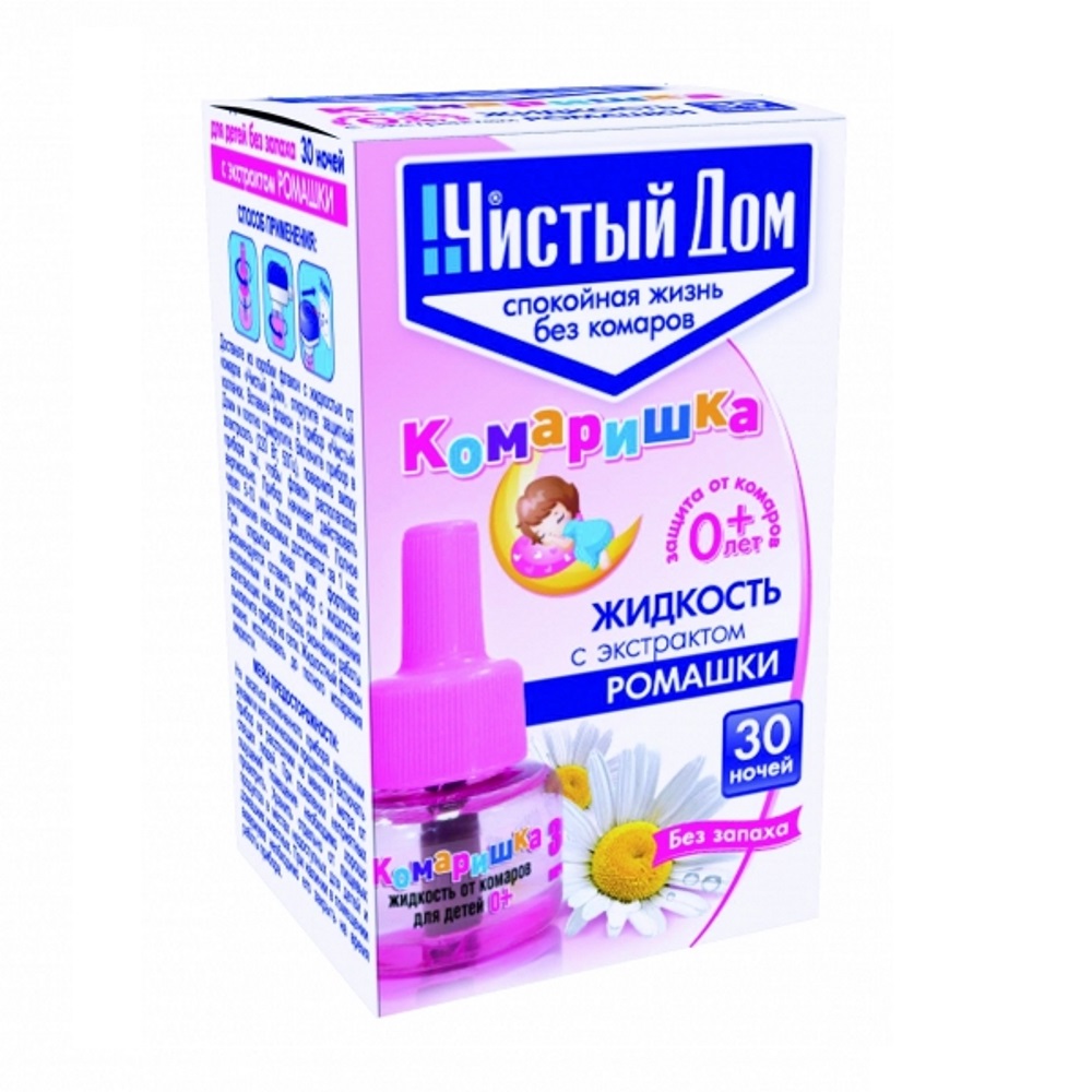 Жидкость ЧИСТЫЙ ДОМ от комар КОМАРИШКА 30ночей/80
