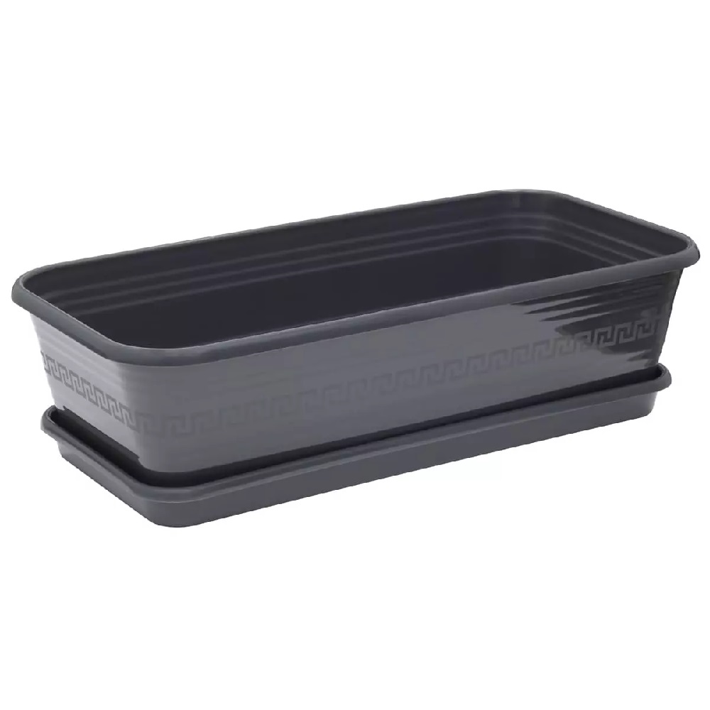 Ящик д/рассады с поддоном графитовый декор 450  /30