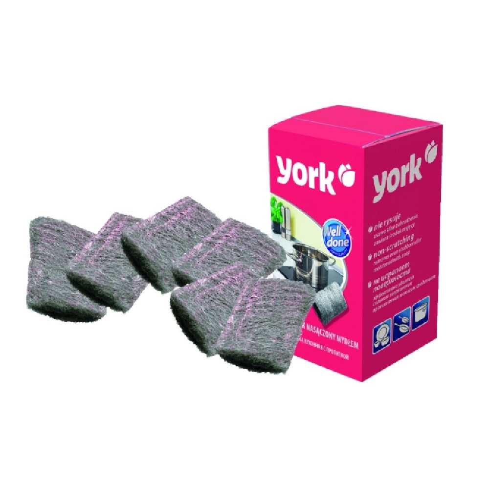Губка YORK стальные с пропиткой 6шт /144